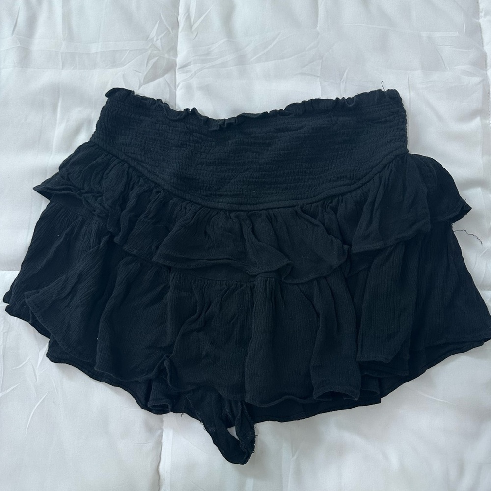 Women's Black Ruffle Shorts